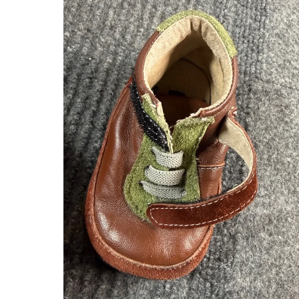 See Kai Run Kids Brown Leather Suede High Top Sneakers Size 3 Hook Loop Strap